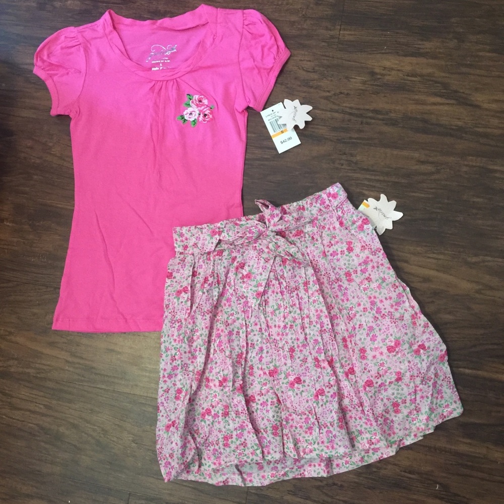 Grane Girls Embellished Top with pleated skirt S